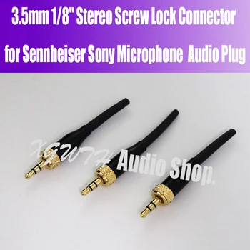 Zlato Prevlečeno 3,5 mm Vijak Zaklepanja Stereo Jack Vtič DIY Spojka Konektor za Sennheiser Sony Mikrofon 3.5 Stereo Audio Vtič