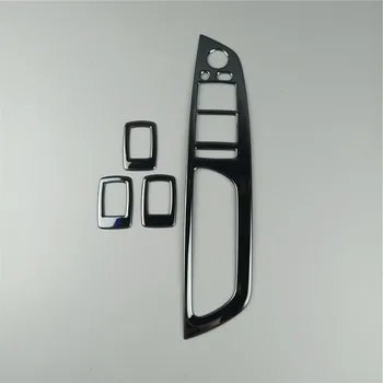 Črna Vrata Avtomobila Armrest Plošča Dekoracijo Nalepke Za BMW X5 E70 X6 E71 2008-iz Nerjavečega Jekla Steklo za Dviganje Trim Gumbi