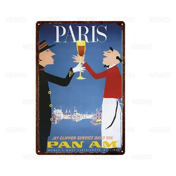 Šampanjec, Vino, Kovinski Tin Prijavite Francija Mesto Plakat Letnik Potovanja Kovinske Plošče Za Stenske Pub Kavarni Domače Obrti Dekor