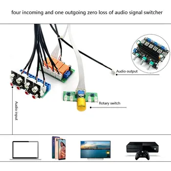 Štafeta 4-way Audio Vhod Signala Selektor Preklapljanje RCA Avdio Input Izbirne Rotacijski preklapljanje za Ojačevalniki