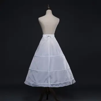 Ženska Single Layer 3 Obroče Bela Petticoat Poroko Gridal Obleke Obleke Poročne Crinolines Vrvico Pasu A-Line Underskirt