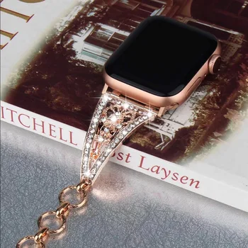 Ženske Diamond Flash Nakit Zapestnica za Apple Watch Band Serije 6/MP/5/4/3/2 Jeklene Verige Moda Trak za iWatch 44/40/42/38 mm