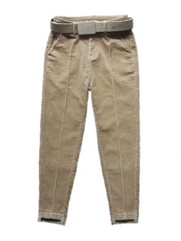 ženske velvet hlače Gleženj-dolžina ženske hlače priložnostno suh svinčnik sredi pasu trdno sashes ženski mikro-elastični noge hlače ženske