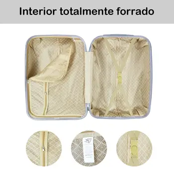 Živo SREBRO tekstilne-3 kos prtljage določa, vrtenje togega potovalni kovček, Material: ABS plastika-55 cm, 65 cm, 76 cm