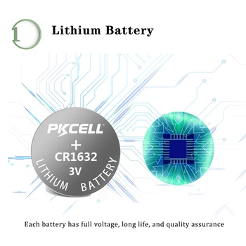 100 kozarcev 20Card PKCELL CR1632 1632 DL1632 3V Lithium Baterije Celice Gumb Kovanec Baterija Za LED čaj luči vibes kalkulatorji