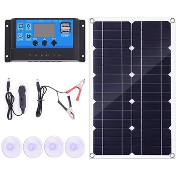 100W Sončne celice, Komplet 12V Polnilec Krmilnik za Karavane & Boat & Dual USB solarnimi 10A Solarni Krmilnik