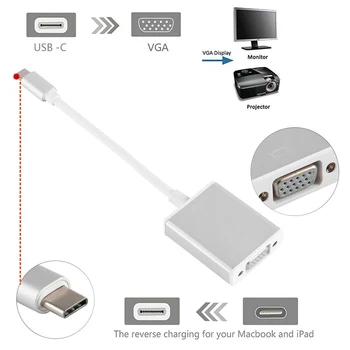1080P Pretvornik Kabel Univerzalni USB 3.1 TIP-C v VGA ločljivosti 1080P Pretvornik Kabel za MC Nove Prenosnike