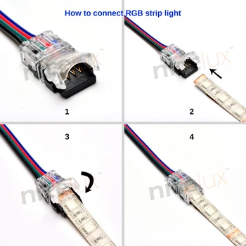 10pcs 2pin 3pin 4pin 5pin LED Trak Priključek za RGB RGBW 3528 5050 LED, Trakovi, Žice za Napajanje Varilne Prostem LED Priključek