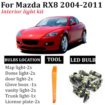 14x LED Lučka Avto Žarnice Notranjost Paket Komplet Za Mazda RX-8 RX8 pribor 2004-2011 Zemljevid Dome Prtljažnik, Vrata, Luč