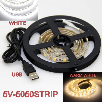 1M 2M USB LED Trak Svetlobe, 5V 5050 SMD IP65 Vodotesen RGB je Topel / Hladen Belo Fleksibilno TV Osvetlitev Ozadja Trakovi