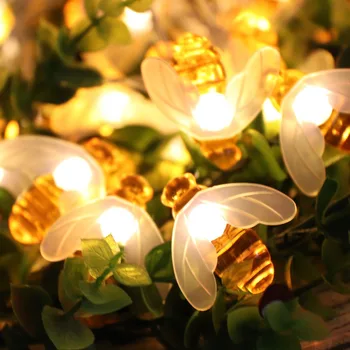 20 Led Garland Svetlobe LED Niz Luči Baterija Upravlja Čebel Oblikovan Pravljice Počitnice Dekoracijo Za Razsvetljavo na Prostem Stranka JQ