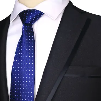 2019 Moda 7CM Mens Vezi Poliester Svile Proge, Pike Trdna Črno Modra Formalno Ženin Poroka, Poslovni Človek Kravatni Vratu kravato