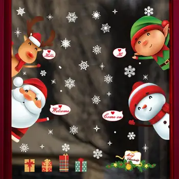2020 Božič Garland Okno Nalepke, Stenske Vesel Božič Okraski za Dom Cristmas Dekor Santa Claus Srečno Novo Leto 2021
