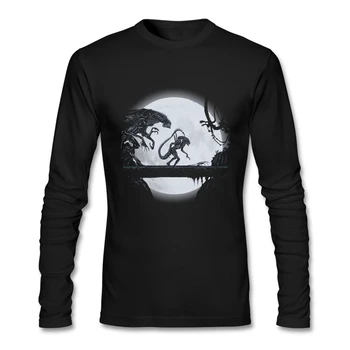 2020 Nov Modni T-shirt Crewneck Bombaž Moških srajc Azijskih Velikost Ulične Oblačila Tees Tiskanja Moških Fant Tujec Konvencije Dolg Rokav