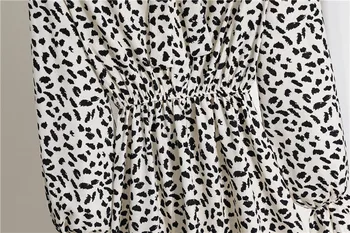 2020 Nove Ženske Elegantno Obleko Pomlad Jesen Lok Slim Fit Vrstice Dolg Rokav Cvjetnim Tiskanja Obleko Korejski Lady Midi Šifon Obleke