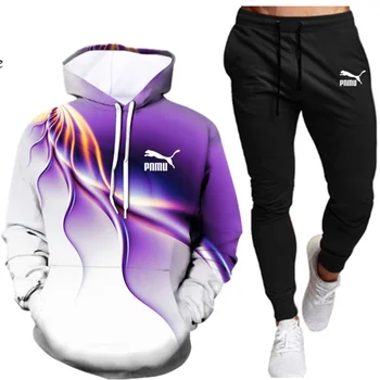 2020 novo 2-kos šport moški pulover s kapuco Majica + hlače Pulover Hoodie šport sklop priložnostne moška oblačila velikosti s-4xl