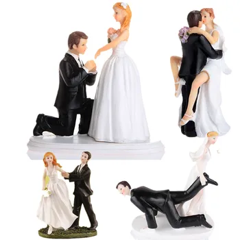 2020 Prihoda Romantično Poroko Neveste in Ženina Toppers Nekaj Figur Zveze Smešno Cake Pokrivalo za Poročno Dekoracijo Cupcake