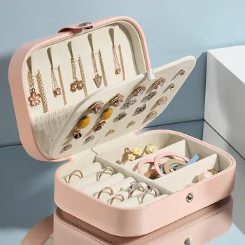 2020 Univerzalno Nakit Organizator Prikaz Potovanja Nakit Primeru Škatle Prenosni Nakit Polje Gumb Usnje Shranjevanje Zadrgo Jewelers