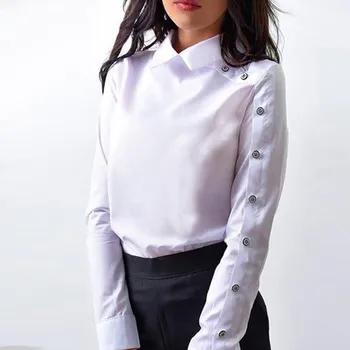 2021 Moda za Ženske Bluzo Ženska Bela Majica Bluzo Kombinezon Urad OL Majica Priložnostne Dolgi rokav Slim ženska Majica