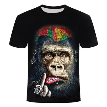2021 Nieuwste Živali 3D T-shirt Aap Korte Mouw Mannelijke Zomer Vrhovi Tees 3D Orangutan T Shirt Voor Mannen Smešno Kleding