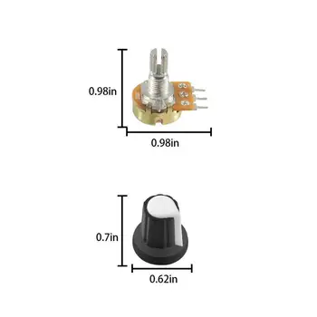 20PCS B10K 10K Obtočna Taper Potenciometer s Črno Gumb(WH148) Audio Komplet Spremenljivi Upori En Zavoj Potenciometer