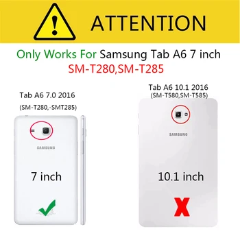 360 Vrtljivo Ohišje za Samsung Galaxy Tab A 7.0 T280 T285 SM-T280 SM-T285 2016 PU Usnje Primeru Zložljivo Stojalo Smart Cover