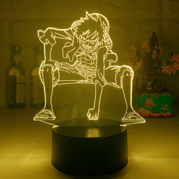 3D Lučka Anime Enem Kosu Luffy Slika namizne Svetilke, USB Barva Spreminja, luminaria Otrok Spi LED Nočna lučka Fant Rojstni dan Darila
