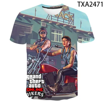 3D tiskanje Grand Theft Auto (Gta), ki je natisnjena moška T-shirt poletje kratka sleeved priložnostne otroška T-shirt krog vratu tee vrh