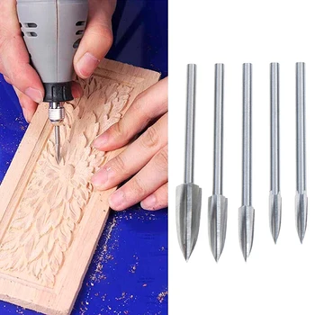 5 Kos/set Lesa Carvinga Graviranje Drill Bit Rezkanje Rezalnik Carving Orodja Root Lesnoobdelovalnih JA55