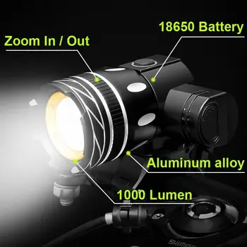 5000mAh Kolesarske Luči Spredaj Zoom 800 Lumen T6 Kolo LED Smerniki USB Charge Svetilka Nepremočljiva Kolesarjenje Lahka kolesarska Oprema