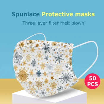50PCS Razpoložljivi Snežinka Masko za Odrasle 3-layer Non-woven Dihanje Medicinske Kirurške Maske za Medicinsko Masko