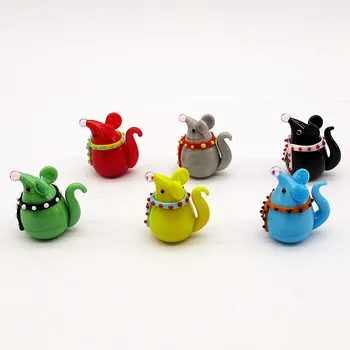 6pcs ročno Murano stekla miško Figurice okraski Doma Pravljice vrt gnome decor srčkan 2020 podgana Miniaturne Živali stekleni kipi