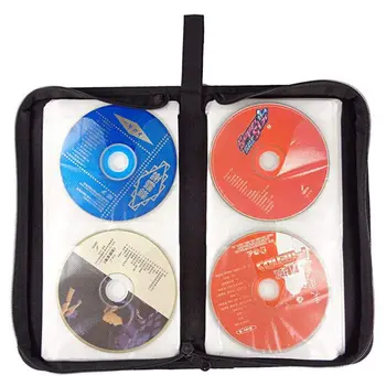 80-Prenosni Diski Usnje Vreča za Shranjevanje z Zadrgo za Shranjevanje Primeru za CD, DVD, Trdi Disk Album - Rjava