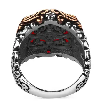925 Sterling Srebrni Prstan Za Moške diamond Model Rdeče zdravo Cirkon Kamen Vintage Moda turški Premium Qualty Ročno Jawelery