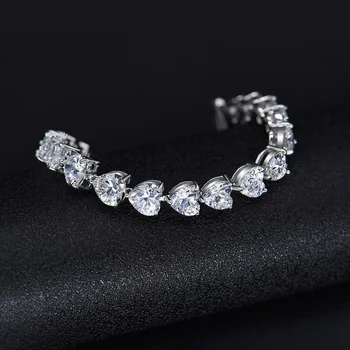 925 Sterling Srebro Srce Cut Ustvarili Moissanite Gemstone Bangle Diamond Čar Zapestnice Poroko Udejstvovanje Na Debelo Darilo