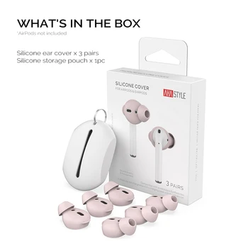 AhaStyle 3 Pari Silikona V-uho Slušalke Čepkov Kritje za Airpods 2 Primera Eartips Škatla za Shranjevanje Torbica za Apple Airpods Dodatki