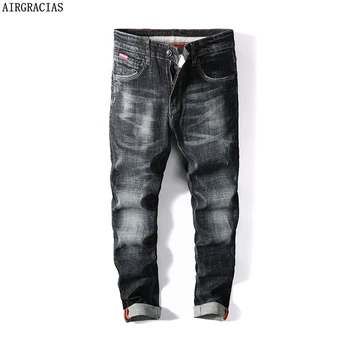 AIRGRACIAS Classic Mens Traper Kavbojke Elastičnost Jeans Za Moške Priložnostne Dolge Hlače Hlače Visoke Kakovosti Biker Jeans Oblačila blagovne Znamke