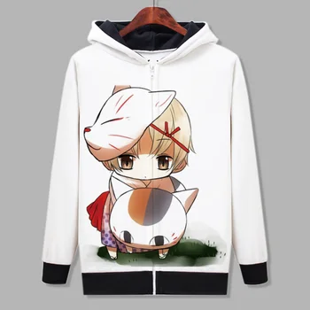 Anime Natsume Yuujinchou Mačka Učitelj Natisnjeni Runo Plašč Moški Ženske Zimske Debele Outwear Takashi Nyanko sensei Oblačila