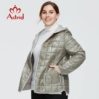 Astrid 2020 Nove Jesensko Zimske Ženske plašč ženske, Veter toplo parka Plaid fashion Suknjič kapuco velikih velikosti ženskih oblačil 9360