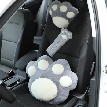 Avto plišastih vzglavnik luštna mačka nevihte vratu blazino blazine moden avtomobil žensk dekorativni varnostni pas zaščito ledvenih zajema