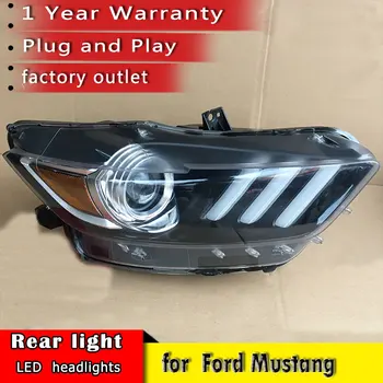 Avto Styling-2018 za Ford Mustang Žarometi LED različico OEM Smerniki DRL LED Objektiv Dvojnim Snopom, avto Dodatki