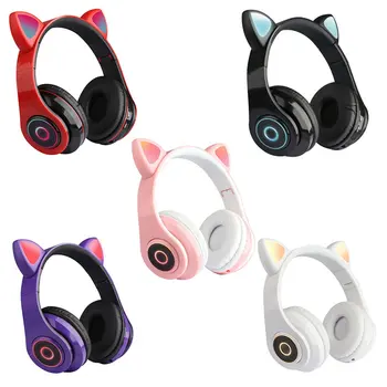 B39 Mačka Ušesa Slušalke Dvostranskih Brezžične Stereo Slušalke Slušalke Za Otroke Dekleta Podporo Glasba Glasovni Nadzor