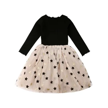 Baby dekleta Jeseni Polka Dot obleko z dolgimi rokavi črnega mozaik očesa tutu obleka Princess party sweet oblačenja