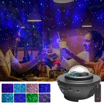 Barvita Noč Svetlobni Projektor Lučka LED Star Blueteeth Glasovni Nadzor Predvajalnik Glasbe LED Nočna Lučka Polnjenja s kablom USB Projekcija Lučka