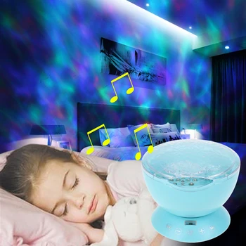 Barvita Ocean Val Projektor LED Nebo Noč Svetlobe Z USB, Daljinsko upravljanje TF Kartice Predvajalnik Glasbe Zvočnik otroška Nočna Lučka