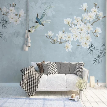Beibehang ozadje po Meri 3D zidana Kitajski magnolija ptica ilustracije kavč v ozadju stene dnevna soba, spalnica zidana фотообои