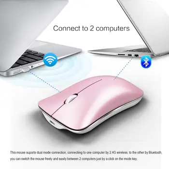 Brezžična Bluetooth Miška Wireless Mouse Tiho Design Tri-Mode 2.4 G+ Bluetooth 3. 0+ Bluetooth 5.0 za Office Igre