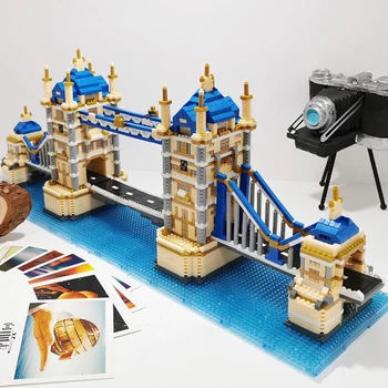 BS 9919 Svetu Arhitektura Mostu Tower bridge v Londonu, 3D Modle Mini Majhen Bloki, Opeke Diamond Stavbe Igrača za Otroke, št Polje