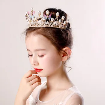 CC Otrok Hairbands Tiaras In Krono Metulj Pearl Lase Pribor Za Dekleta Princesa Rojstni Luksuzni Fino Darilo su073