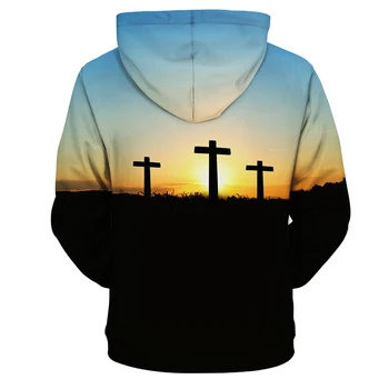Cloudstyle 3D Hoodies Moški Ženske Krščanske velike Noči Sweatshirts Natisnjeni Jezus Križani Puloverji, Moški Hip Hop Hooded Vrhovi Pomlad